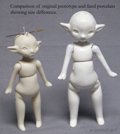 porcelain shrinks once fired and you can see the hight difference between the master eka and the porcelain copy