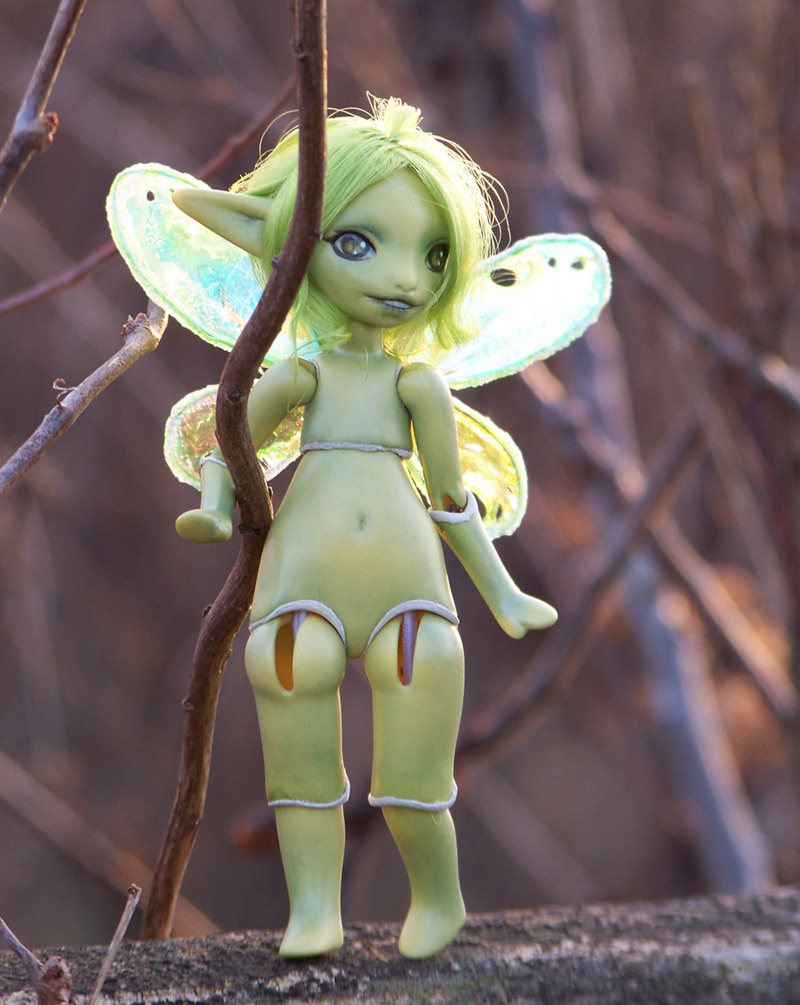 porcelain ball jointed doll green fairy