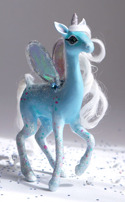 polymer clay unicorn sculpture.