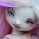 eka porcelain bjd with purple freckles and pink hair by ladymeow