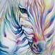 rainbow zebrea watercolor painting by ladymeow